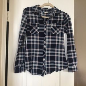 Flannel in Dark blue, light blue and pink